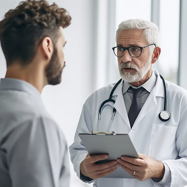 Doctor talking to patient about his results