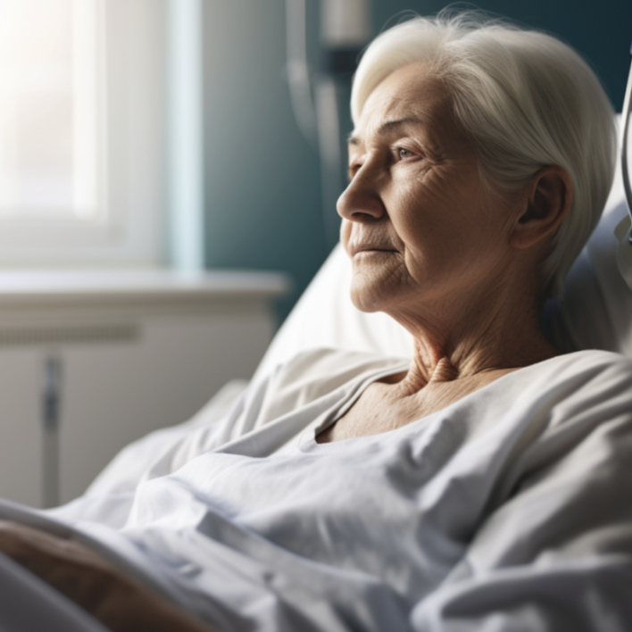Older woman laying in a hospital bed