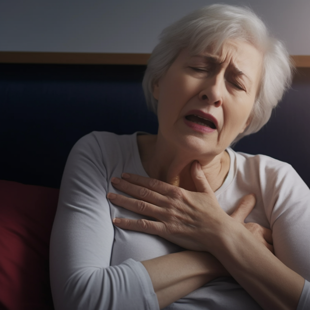 Woman having a heart attack