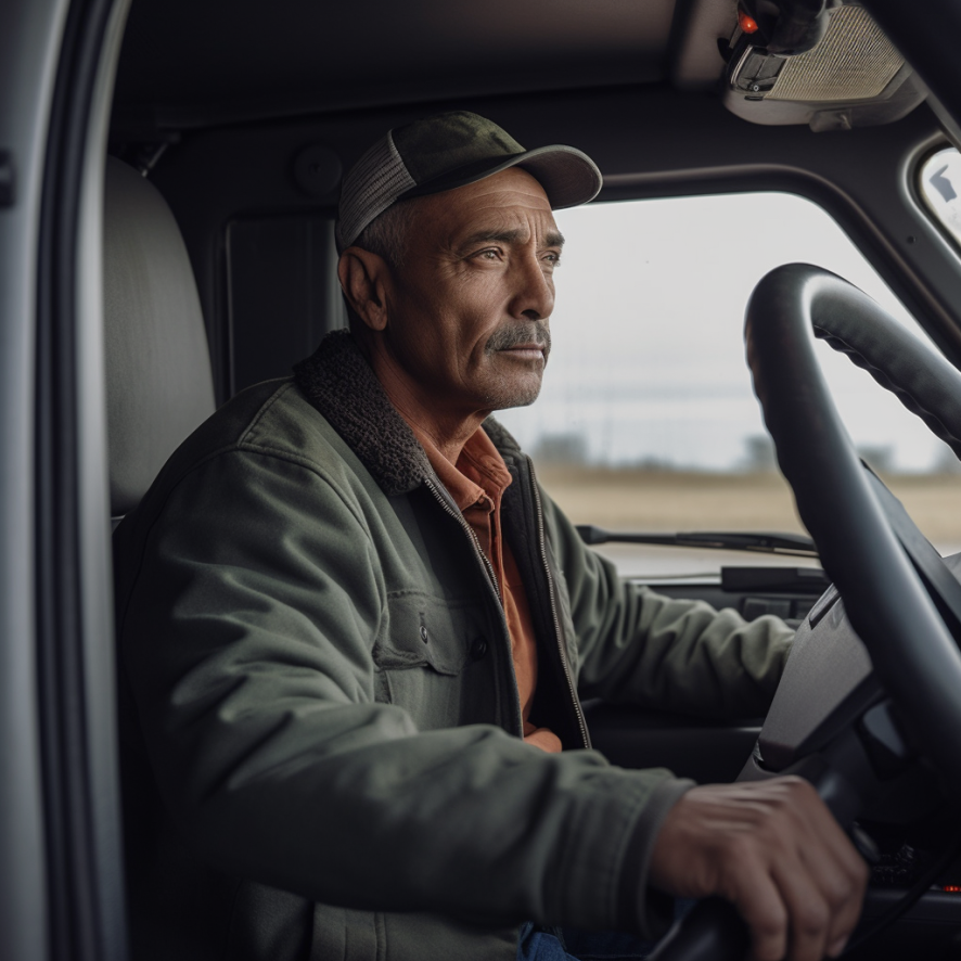 truck driver behind the wheel