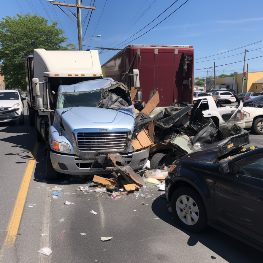 meanpug_truck_accident_involving_1_truck_and_1_car_2b492ecf-f998-40e5-80ee-0f4c5fbe869f (1) truck in an accident with a car