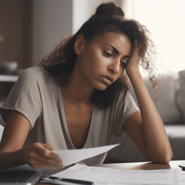 Woman stressing over her bills